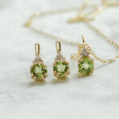 Peridot and diamond gold earrings VERDE