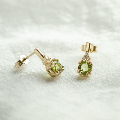 Peridot and diamond gold earrings VERDE