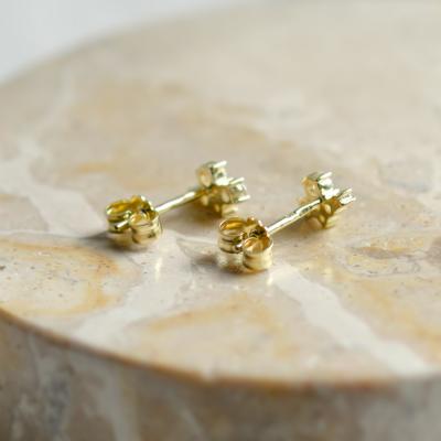 Gold earrings with lab created diamonds in cluster style ZORO