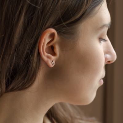 Gold earrings with lab created diamonds in cluster style ZORO