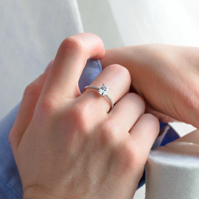 Original engagement ring with moissanites BIBI