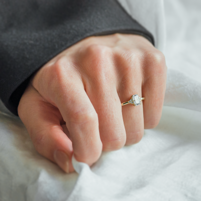 Elegant engagement ring with moissanites BIBIANA