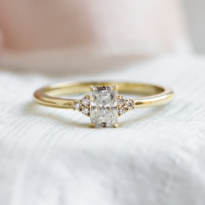 Elegant engagement ring with moissanites BIBIANA