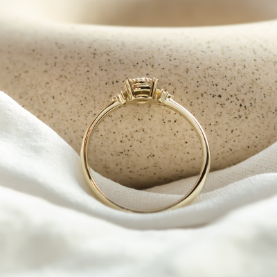 Gold engagement ring with pavé diamonds BIRDIE