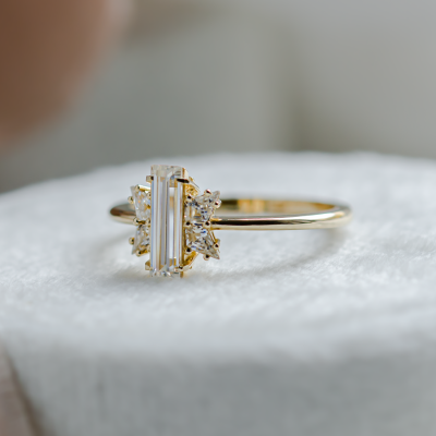 Elegant engagement ring with moissanites BUTTERFLY