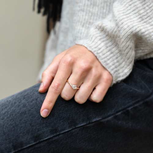 Gold ring with kite moissanite CAMERON