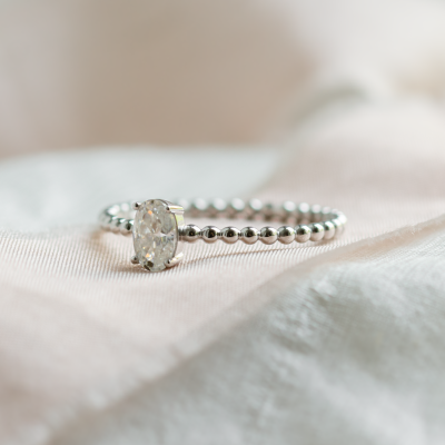 Minimalist beaded ball ring with moissanite CARLIN