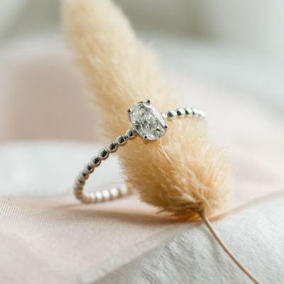 Minimalist beaded ball ring with moissanite CARLIN