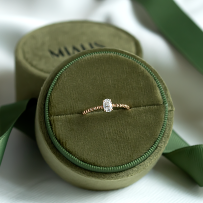 Minimalist beaded ball ring with moissanite CARLIN