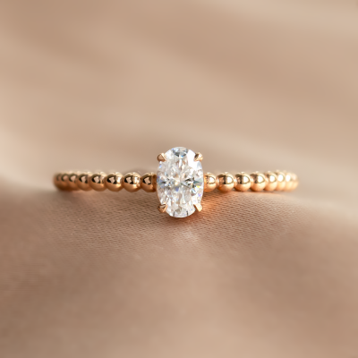 Minimalist beaded ball ring with moissanite CARLIN