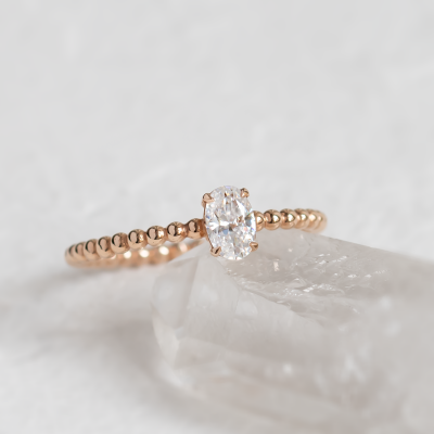 Minimalist beaded ball ring with moissanite CARLIN