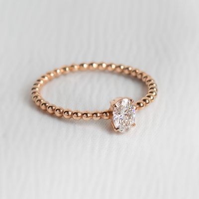 Minimalist beaded ball ring with moissanite CARLIN