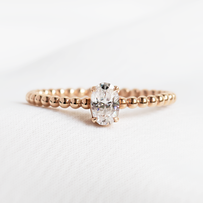 Minimalist beaded ball ring with moissanite CARLIN