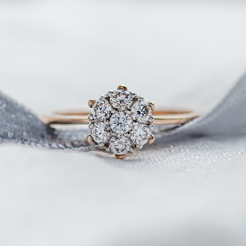 Luxury engagement ring full of moissanites CECILIA