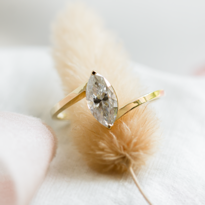 Elegant ring with marquise moissanite CHARLOTTE