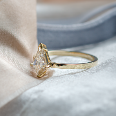 Simple engagement ring with kite moissanite DOMICUS