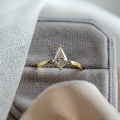 Simple engagement ring with kite moissanite DOMICUS