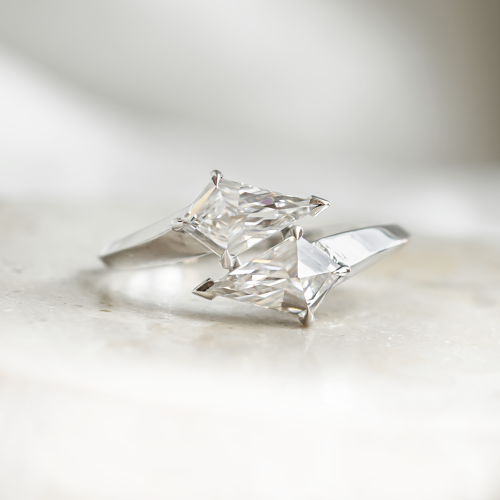 Massive double ring with kite moissanites DONNIE