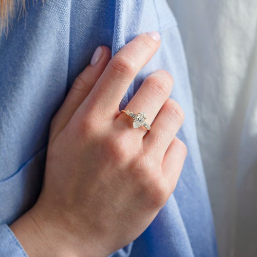 Elegant ring with hexagon moissanite DUKE