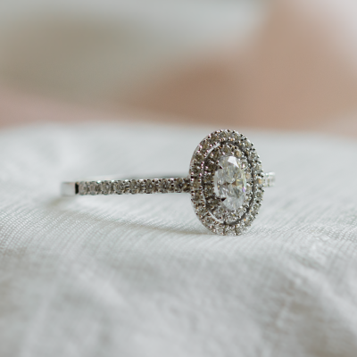 Double halo engagement ring with diamonds ELSA