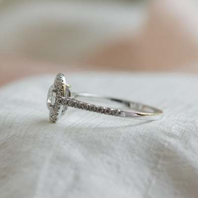 Double halo engagement ring with moissanites ELEANOR