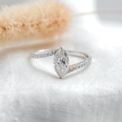 Engagement ring with marquise moissanite ELEGY