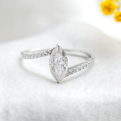 Engagement ring with marquise moissanite ELEGY