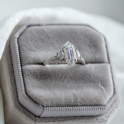 Luxury engagement ring with hexagon moissanite KENT