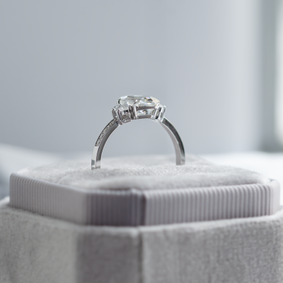 Luxury engagement ring with hexagon moissanite KENT