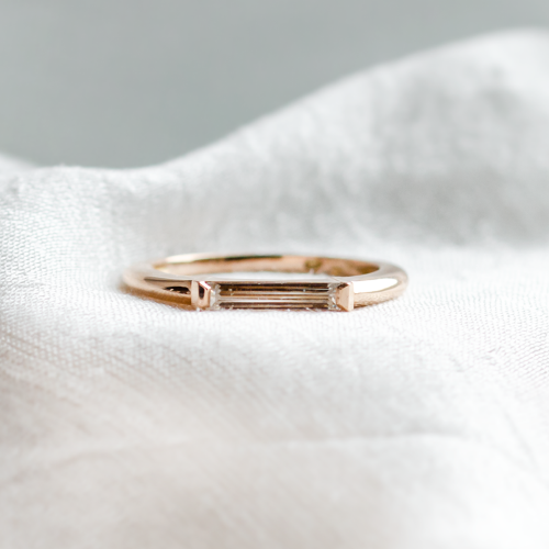 Gold ring with baguette moissanite in art deco style LIA