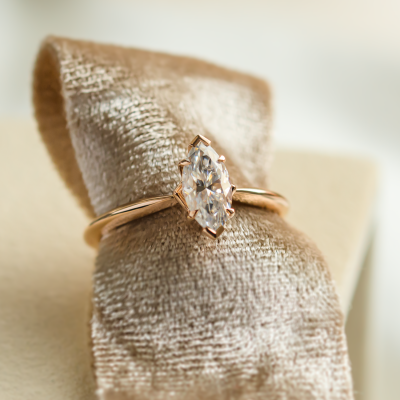 Marquise shaped moissanite engagement ring LOUISA