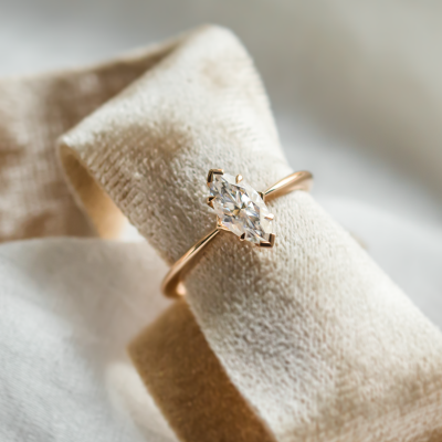 Marquise shaped moissanite engagement ring LOUISA