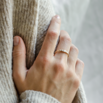 Unique tapered baguette moissanite ring  LUMI