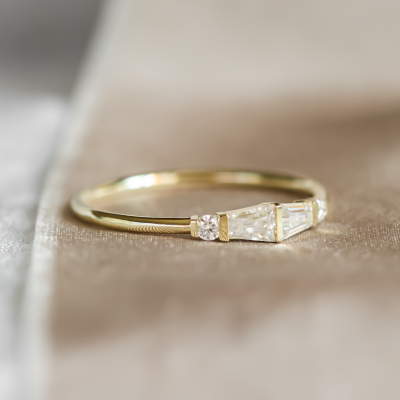 Unique tapered baguette moissanite ring  LUMI