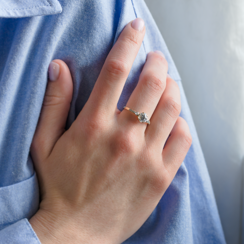 Unusual engagement ring with moissanites MAJESTY