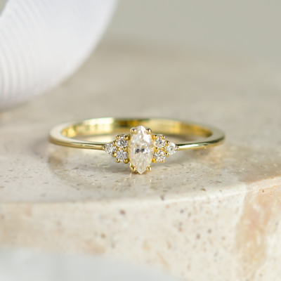 Romantic engagement ring with moissanites MARQUESS