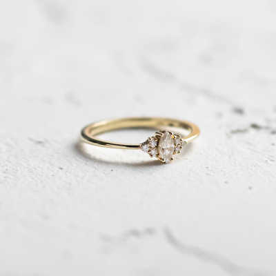 Romantic engagement ring with moissanites MARQUESS