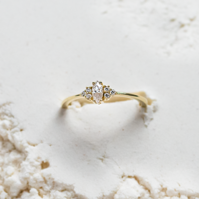 Romantic engagement ring with moissanites MARQUESS