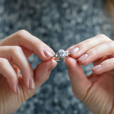 Luxury engagement ring with moissanites MERYL 