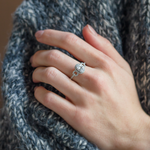 Luxury engagement ring with moissanites MERYL 