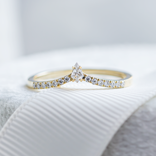 Vykrojený snubní prsten s moissanity PARLOR