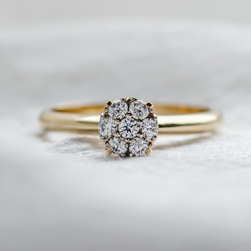 Gold engagement ring with pave moissanites PRISCILLA
