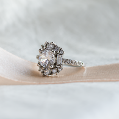 Luxury engagement ring with moissanites SHINY