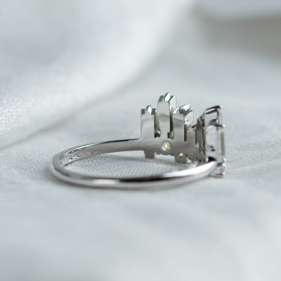 Unusual geometric ring with moissanites in art deco style TAMARA