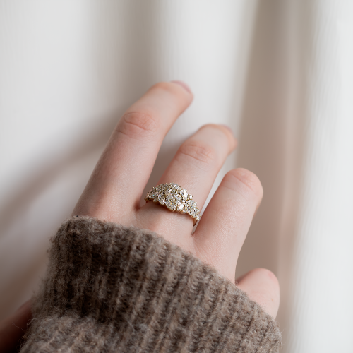 Lab grown diamond cluster ring CHANNELIE