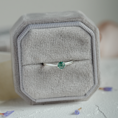 Minimalist ring with moss agate ALF