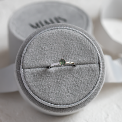 Minimalist ring with moss agate ALF