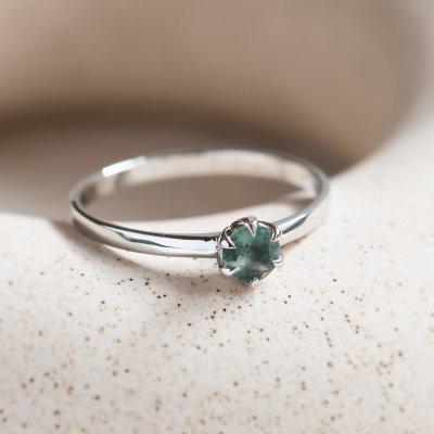 Minimalist ring with moss agate ALF