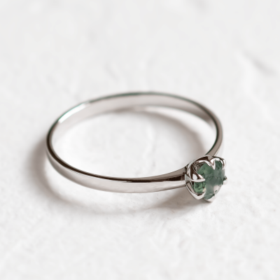 Minimalist ring with moss agate ALF