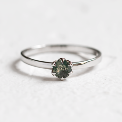 Minimalist ring with moss agate ALF
